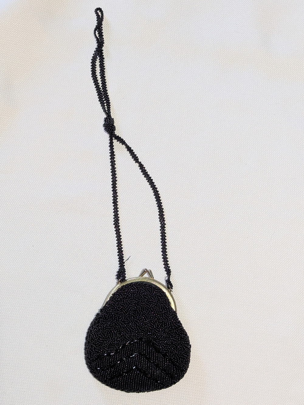 Walborg Vintage Black Beaded Evening Pouch Shoulder Bag - Classic Elegance